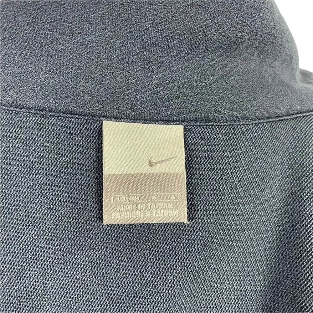 Nike Swoosh Boys Mixed Media Navy Jacket Nylon Front High Neck Large 12/14